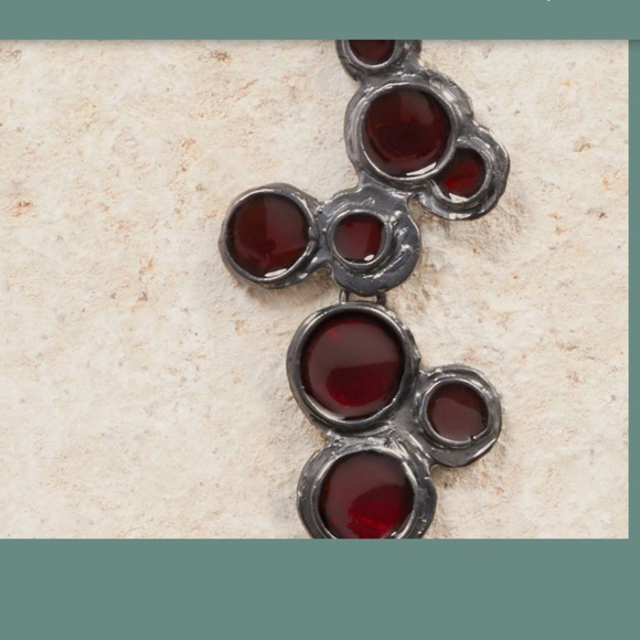 Bubble Earrings in Oxidized Silver with Cherry - Picture 2 of 5